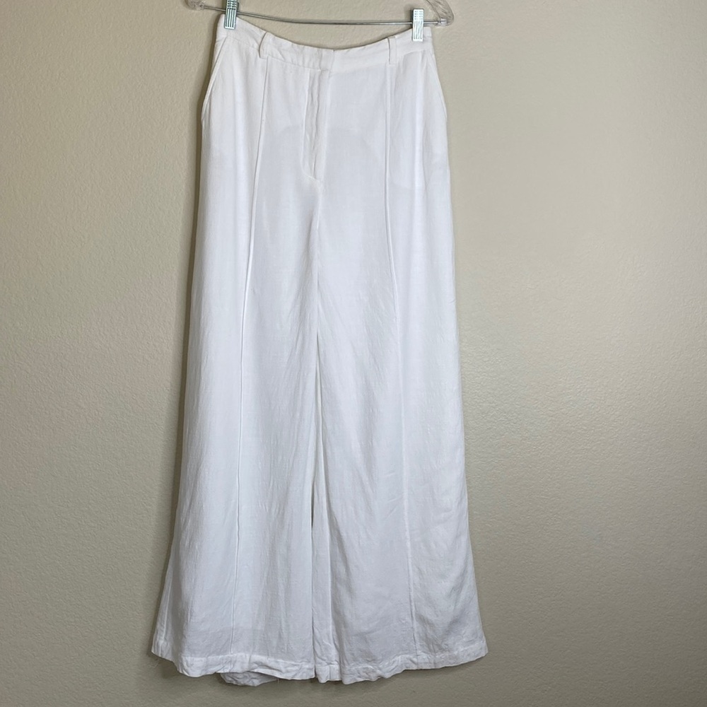 Bardot pin tuck pant slacks ivory lined Sz US 6